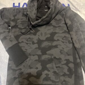 Calvin Klein cowl neck sweatshirt front view camel M